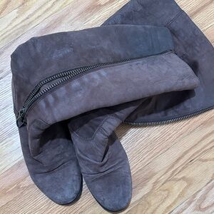 Brown Suede Knee-High Boots